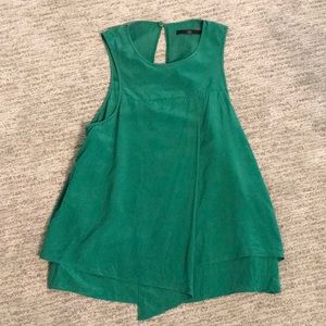 Tibi green silk top